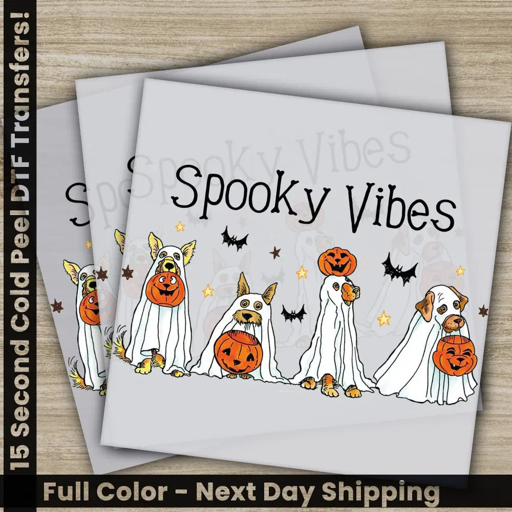 Halloween Transfers, Spooky Vibes, Ready to Press, Personalized DTF Transfers, For Family Gifts, Heat Press DTF Transfers