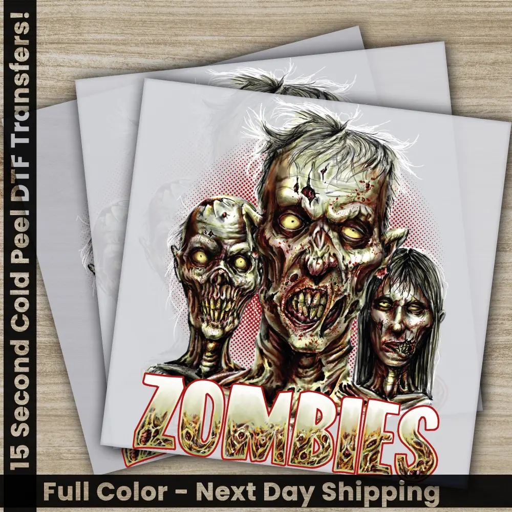 Halloween Transfers, Zombies, Spooky Season, Ready to Press, Personalized DTF Transfers, For Family Gifts, Heat Press DTF Transfers