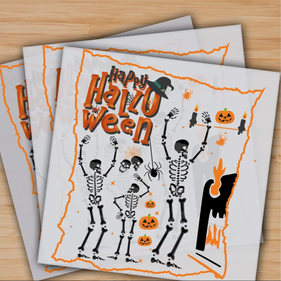 Happy Halloween, Dancing Skeleton, Ready to Press, Personalized Gifts, Sublimation DTF Prints, Trendy DTF Prints, Ready for Press, High Quality, Fast Shipping