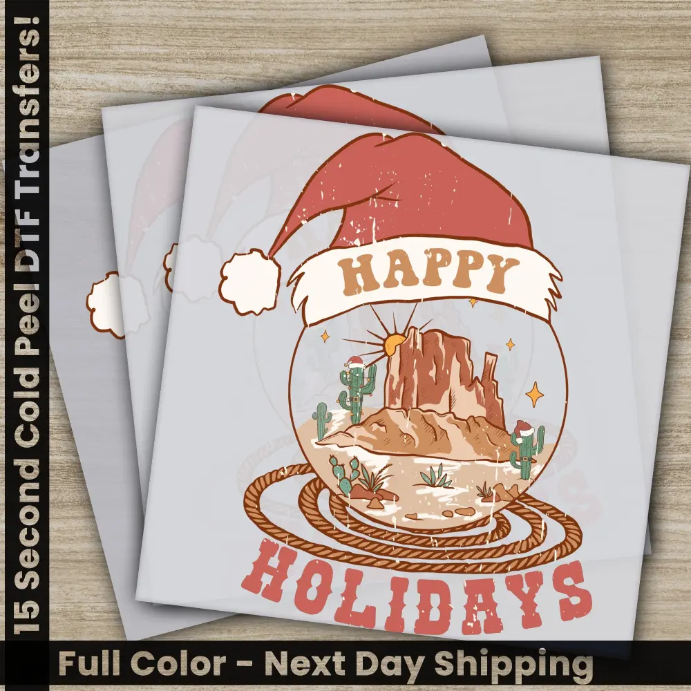 Happy Holidays, Ready to Press, DTF Christmas Transfer, Direct to Film Prints, Screen Printing, Fast Shipping, High Quality, Christmas Movie