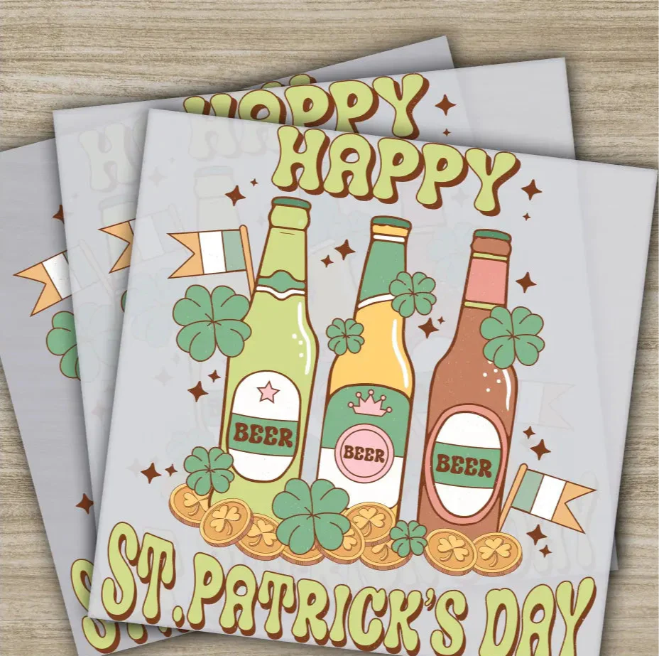 Happy St. Patrick's Day, St. Patrick's Day Transfer, Ready to Press, Personalized DTF Transfer, St. Patrick's Gifts, Heat Press DTF Transfer