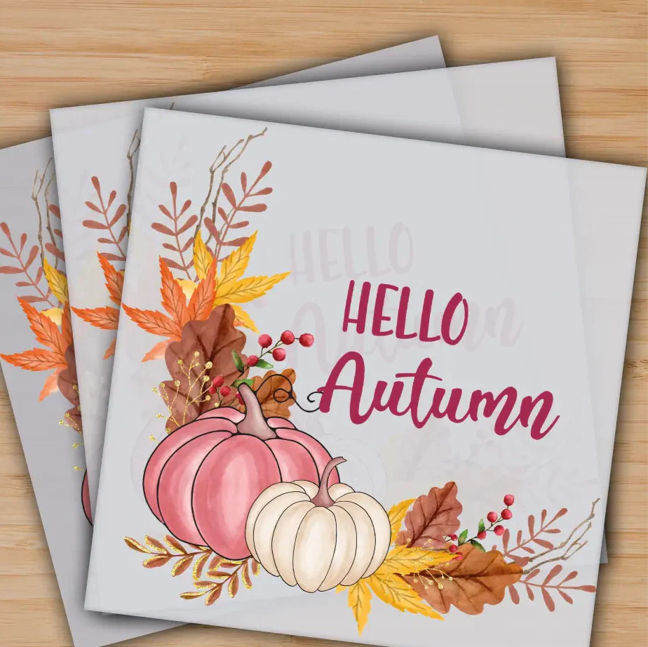 Hello Autumn, Pumpkin, Fall, Thanksgiving, Ready to Press, Personalized Gifts, Sublimation DTF Prints, Trendy DTF Prints, Ready for Press, High Quality, Fast Shipping