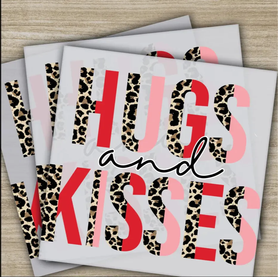 Hugs And Kisses, Ready to Press, Personalized DTF Transfers, Valentine's Day Gifts, High Quality, Heat Press DTF Transfers