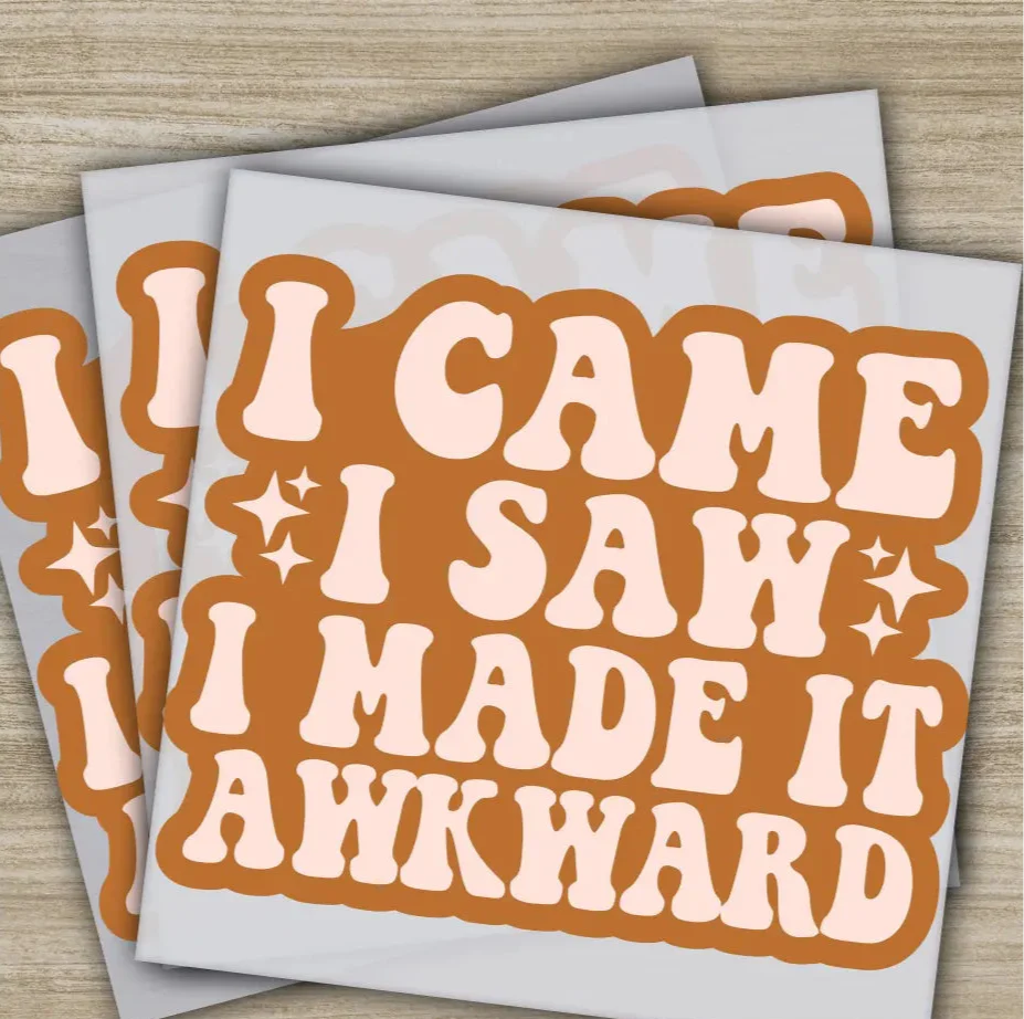 I Came I Saw I Made It Awkward, Sarcastic Transfers, Ready to Press, Personalized DTF Transfers, Sarcastic Gifts, Heat Press DTF Transfers