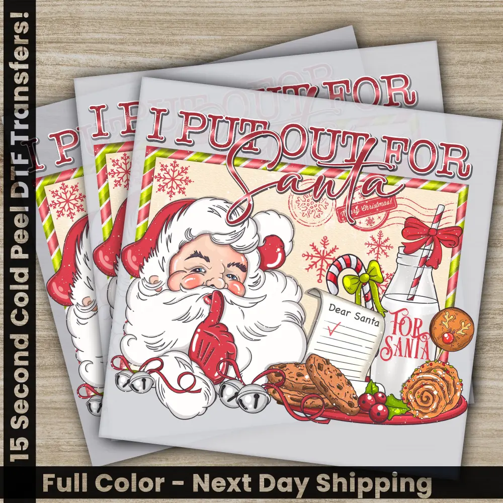 I Put Out For Santa, Christmas DTF Transfers, Ready to Press, Personalized Gifts, Direct to Film, Sublimation Screen Prints, Fast Shipping