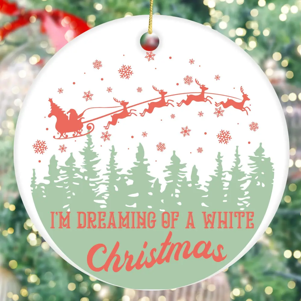 I'm Dreaming Of A White Christmas Ornament Uv Dtf Sticker, UV Dtf Ornament Decals, Uv dtf Round Ornament Stickers, Christmas Direct to Film - Image 2