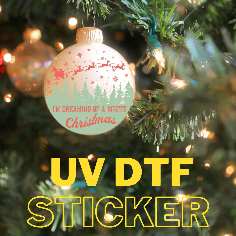 I'm Dreaming Of A White Christmas Ornament Uv Dtf Sticker, UV Dtf Ornament Decals, Uv dtf Round Ornament Stickers, Christmas Direct to Film - Image 3
