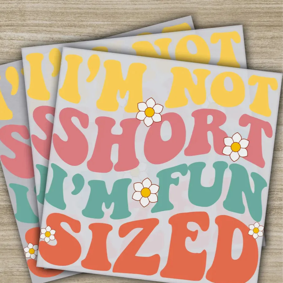 I'm Not Short I'm Fun Sized, Sarcastic Transfers, Ready to Press, Personalized DTF Transfers, Sarcastic Gifts, Heat Press DTF Transfers