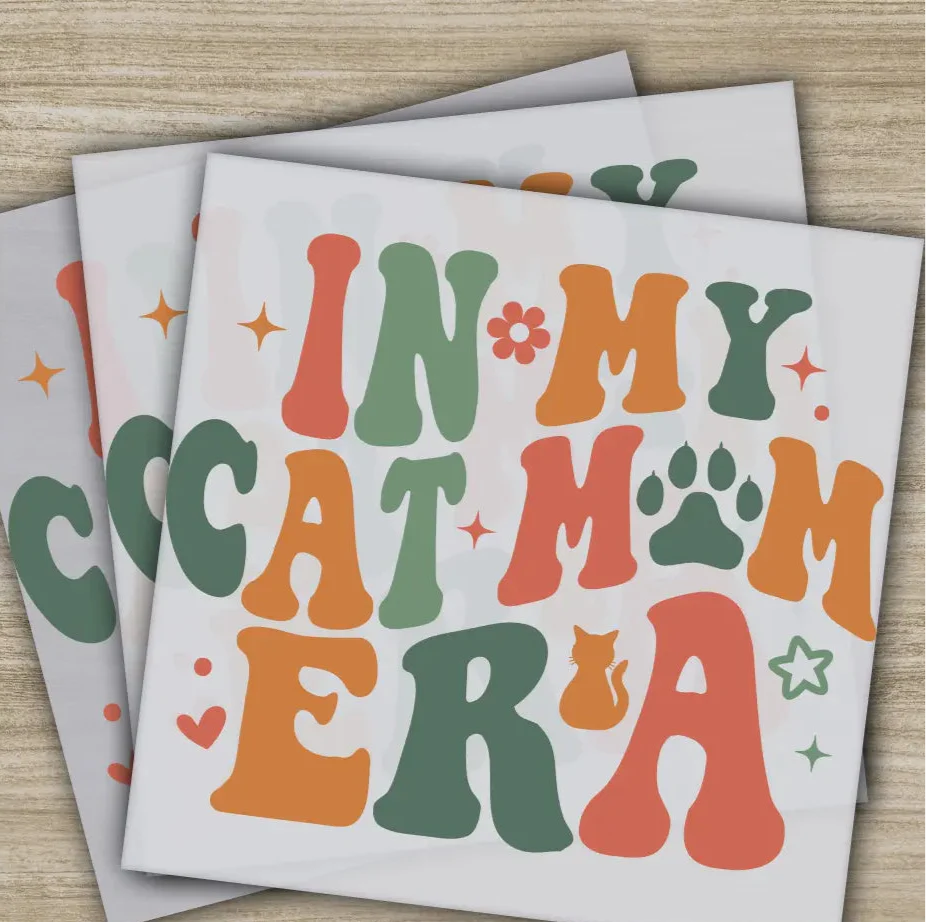 In My Cat Mom Era, Retro, Ready to Press, Personalized DTF Transfer, High Quality, Heat Press DTF Transfers,