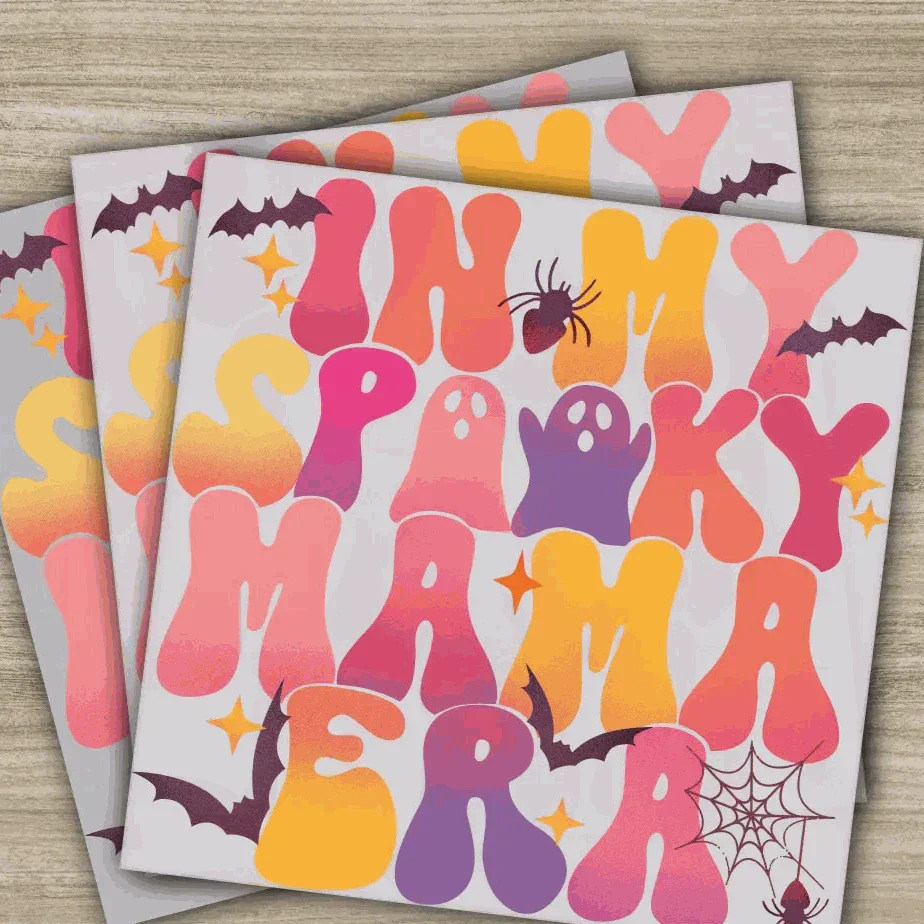 In My Spooky Mama Era, Halloween Transfers, Ready to Press, Personalized DTF Transfers, For Family Gifts, Heat Press DTF Transfers