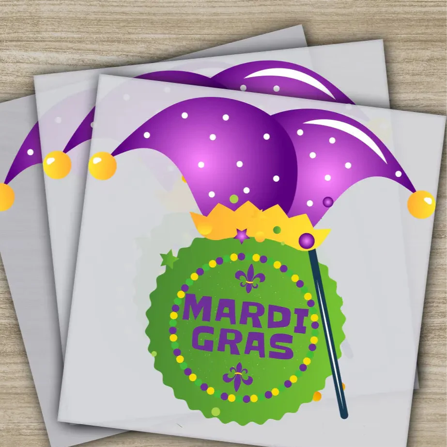 Jester Hat, Beads, Mardi Gras Transfer, Ready to Press, Personalized DTF Transfers, Mardi Gras Gifts, High Quality, Heat Press DTF Transfers