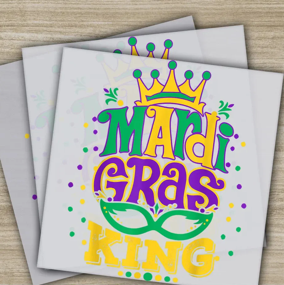 King, Crown, Mask, Mardi Gras Transfers, Ready to Press, Personalized DTF Transfers, Mardi Gras Gifts, High Quality, Heat Press DTF Transfer