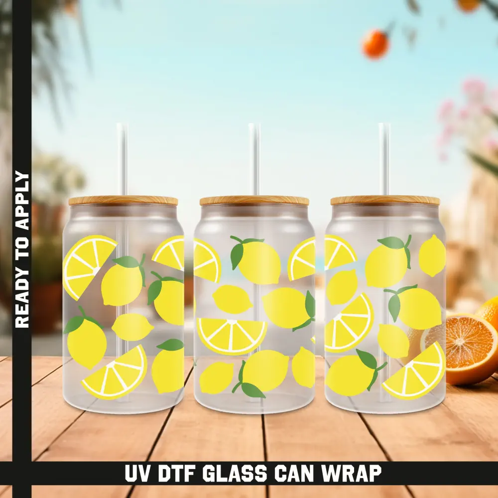 Lemonade Ready To Apply UV DTF, 16oz cup Wrap