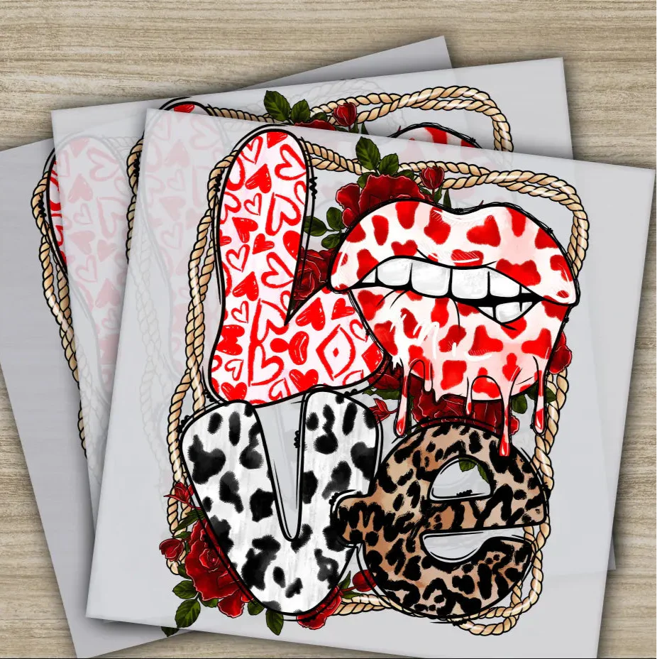Leopard Love and Lips, Ready to Press, Personalized DTF Transfers, Valentines Gift, High Quality, Heat Press DTF Transfers