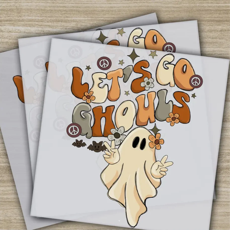 Lets Go Ghouls, Halloween Transfers, Ready to Press, Personalized DTF Transfers, For Family Gifts, Heat Press DTF Transfers