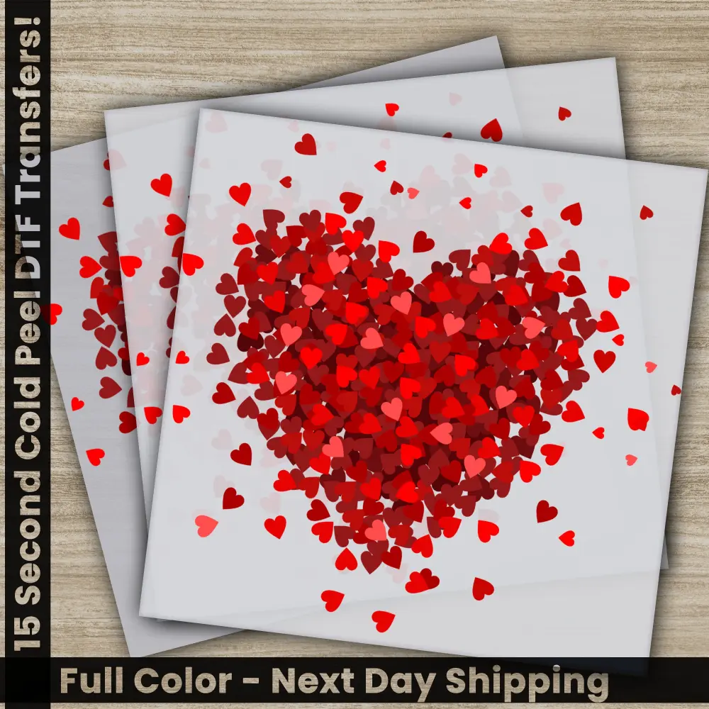 Little Red Hearts, Ready to Press, Personalized DTF Transfers, Valentines Gifts, High Quality, Heat Press DTF Transfers