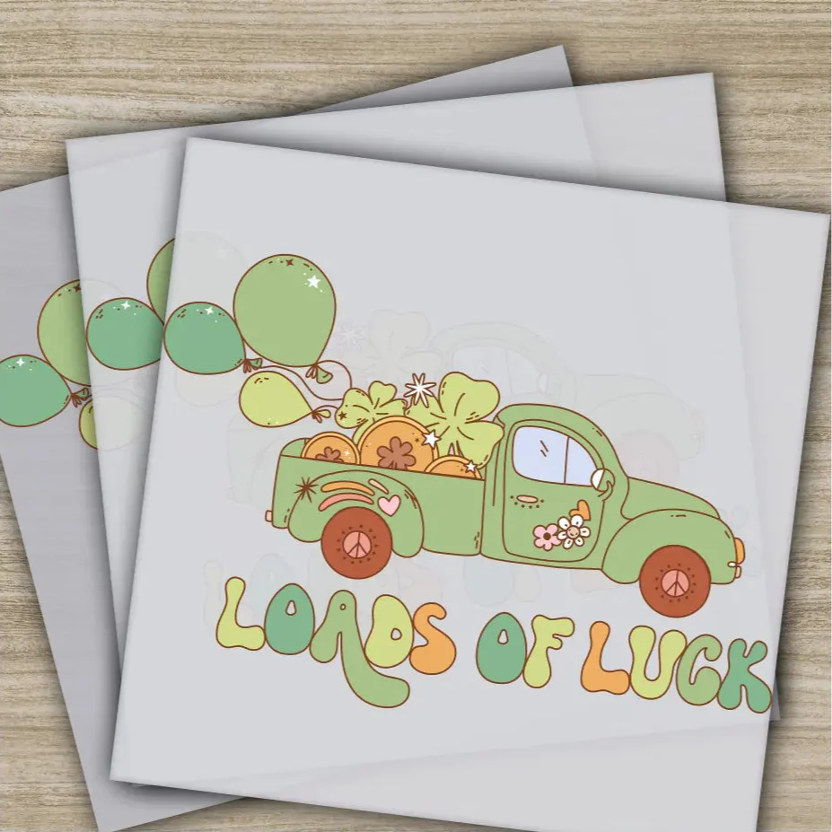 Loads Of Luck, Truck, St. Patrick's Day Transfers, Ready to Press, Personalized DTF Transfers, St. Patrick's Gifts, Heat Press DTF Transfers