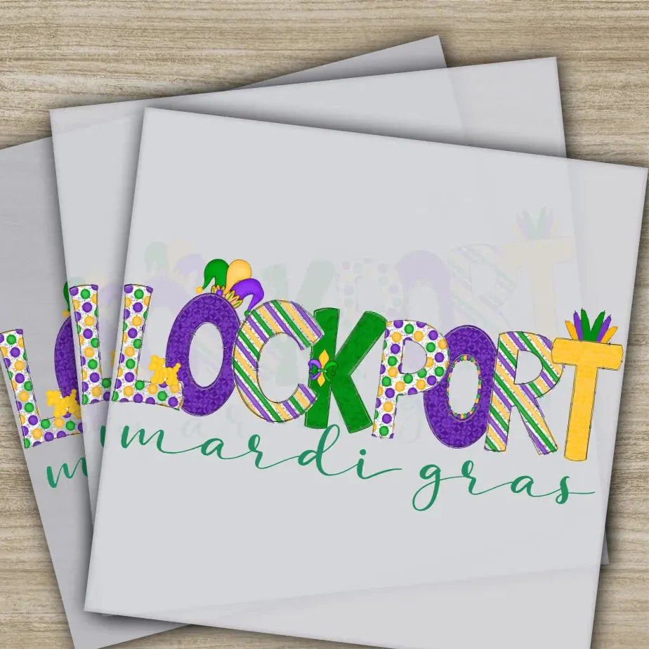 Lockport, Jester Hat, Mardi Gras Transfer, Ready to Press, Personalized DTF Transfer, Mardi Gras Gift, High Quality, Heat Press DTF Transfer