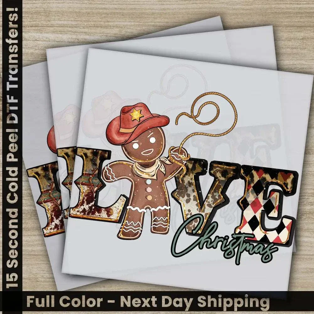 Love Christmas, Ready to Press, Christmas DTF Transfers, Fast Shipping, Personalized Gifts, High Quality, Direct to Film Prints