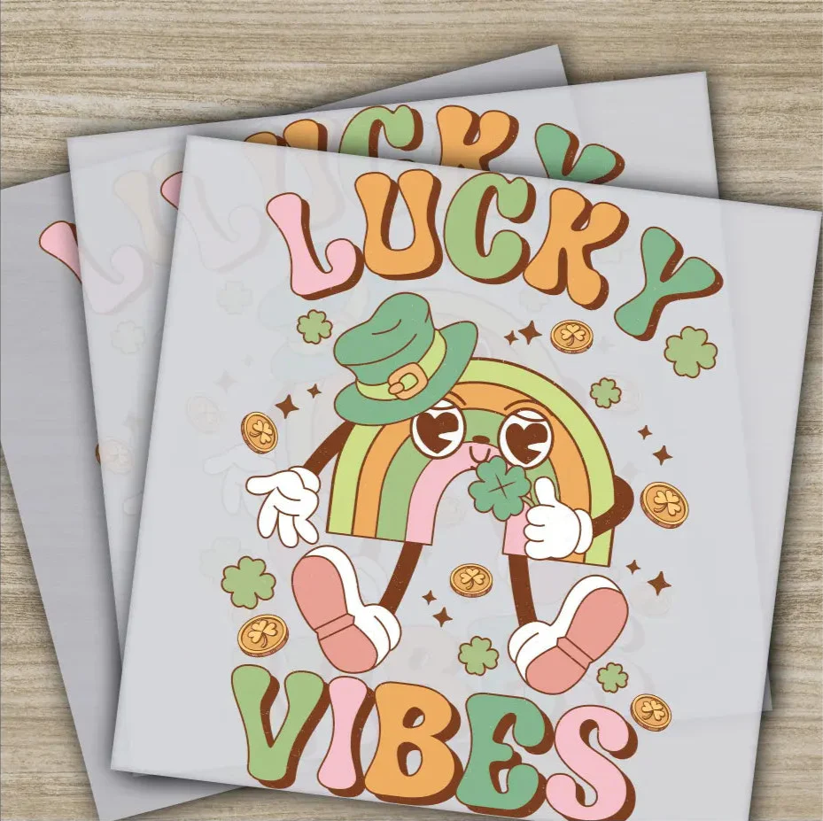 Luck Vibes, St. Patrick's Day Transfers, Ready to Press, Personalized DTF Transfers, St. Patrick's Gifts, Heat Press DTF Transfers