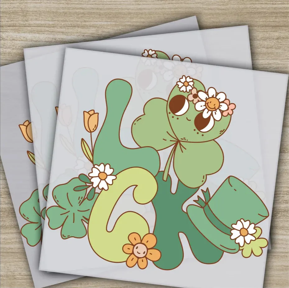Lucky, Shamrock, Clover, St. Patrick's Day Transfers, Ready to Press, Personalized DTF Transfer, St. Patrick's Gift, Heat Press DTF Transfer