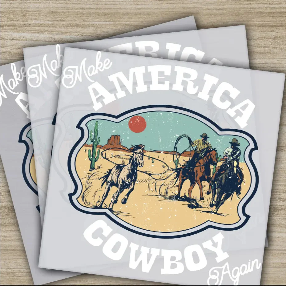 Make America Cowboy Again, Ready to Press,Personalized DTF Transfer, , High Quality, Heat Press DTF Transfers