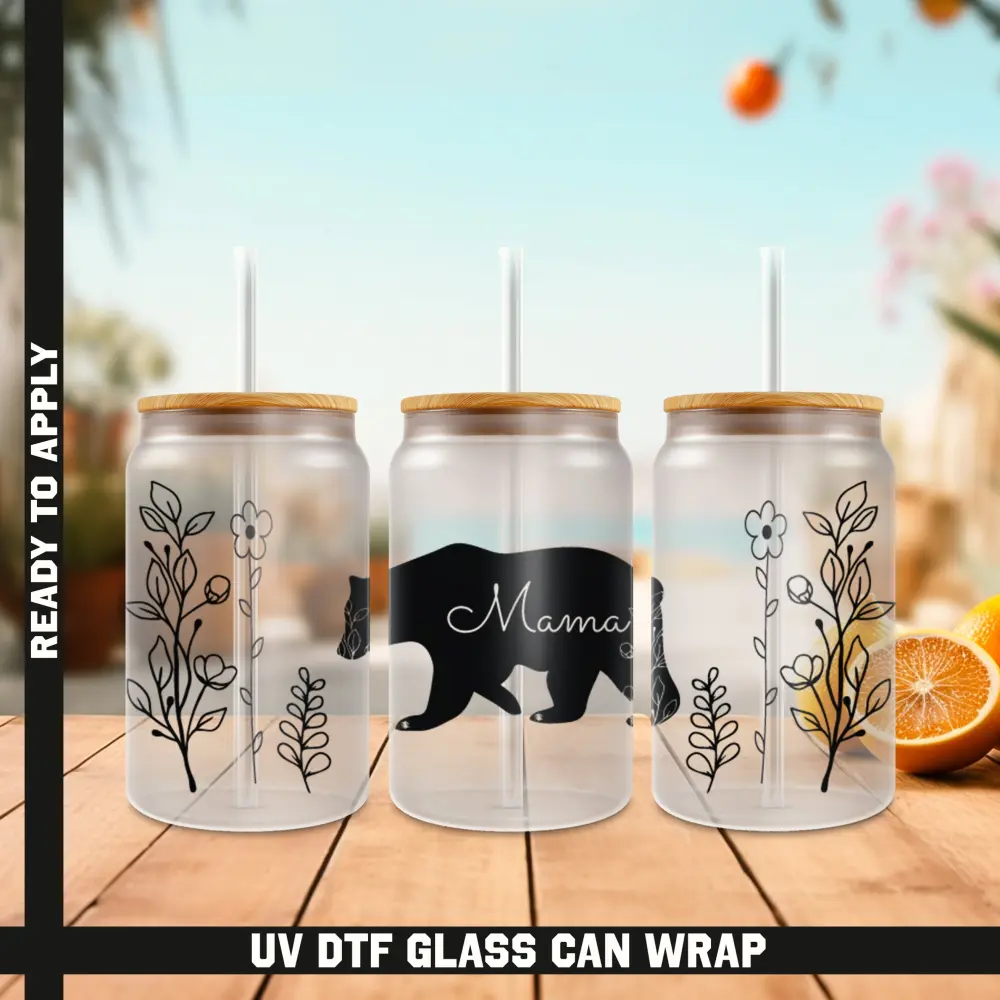 Mama Bear Ready To Apply UV DTF, 16oz cup Wrap