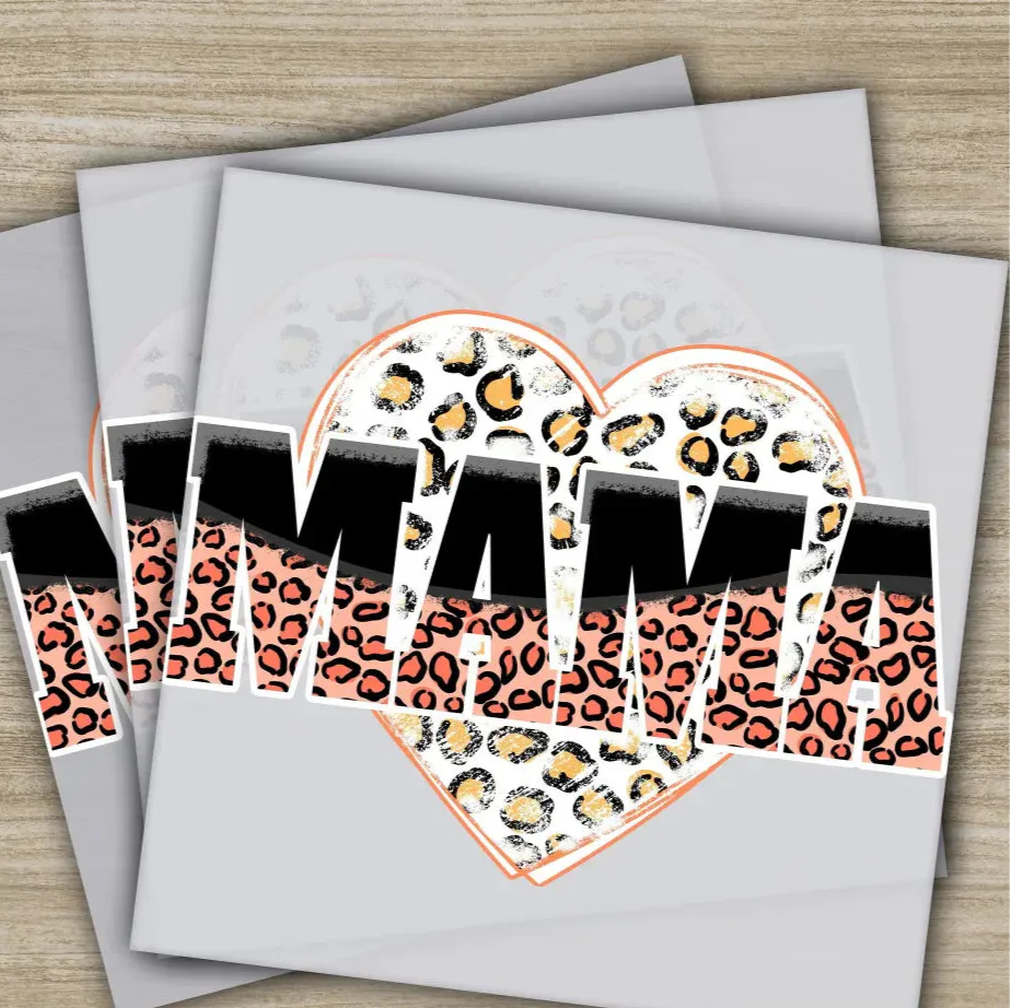 Mama, Leopard Heart, Mother's Day Transfers, Ready to Press, Personalized DTF Transfers, Mother's Day Gifts, Heat Press DTF Transfers