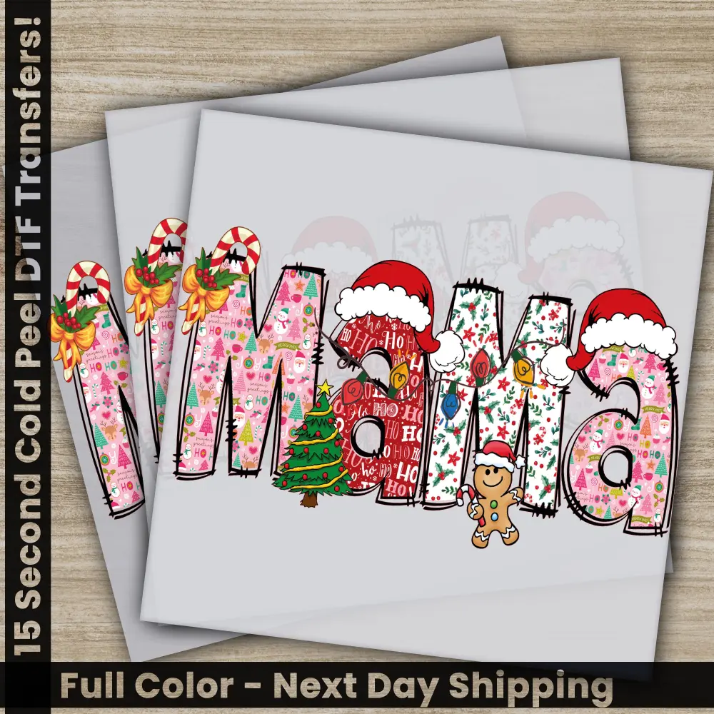 Mama, Merry Christmas DTF Transfers, Ready to Press, Personalized Gifts, Direct to Film, Sublimation Screen Prints, Fast Shipping