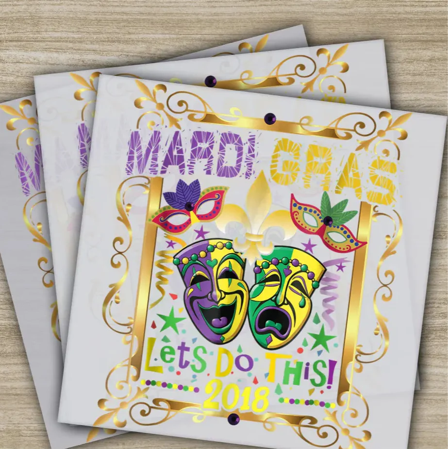 Mardi Gras Tree, Mardi Gras Transfers, Ready to Press, Personalized DTF Transfers, Mardi Gras Gifts, High Quality, Heat Press DTF Transfers