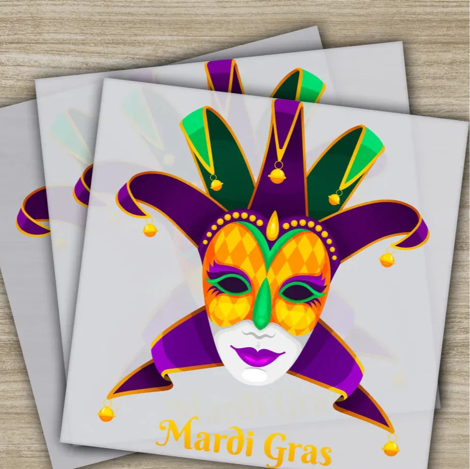 Mask, Costume, Drama, Mardi Gras Transfer, Ready to Press, Personalized DTF Transfer, Mardi Gras Gift, High Quality, Heat Press DTF Transfer