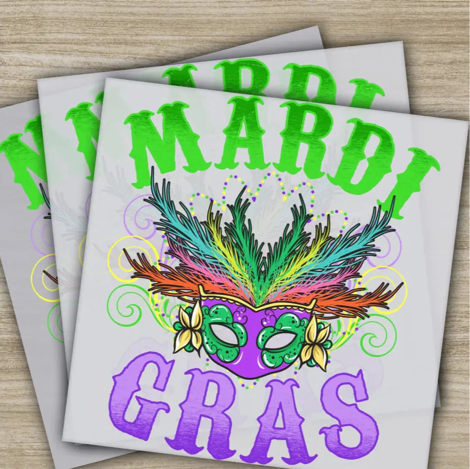 Mask, Costume, Mardi Gras Transfers, Ready to Press, Personalized DTF Transfers, Mardi Gras Gifts, High Quality, Heat Press DTF Transfer