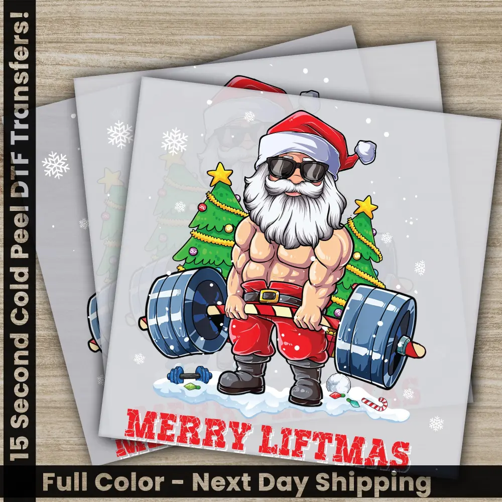 Merry Liftmas, Christmas DTF Transfers, Ready to Press, Personalized Gifts, Direct to Film, Sublimation Screen Prints,