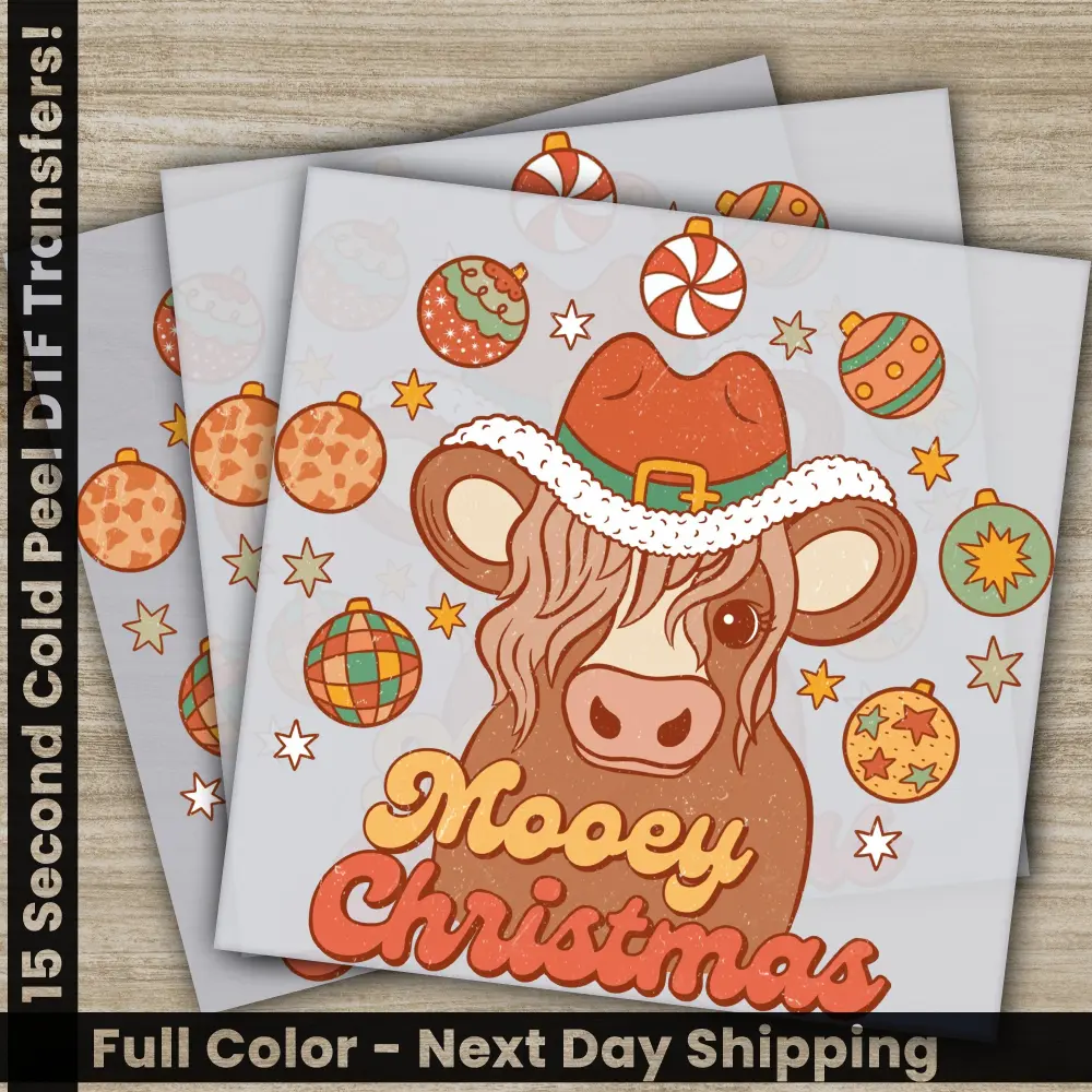 Mooey Christmas, DTF Transfers, Personalized Gifts, Ready to Press, High Quality, Fast Shipping, Screen Prints for Shirts, Direct to Film