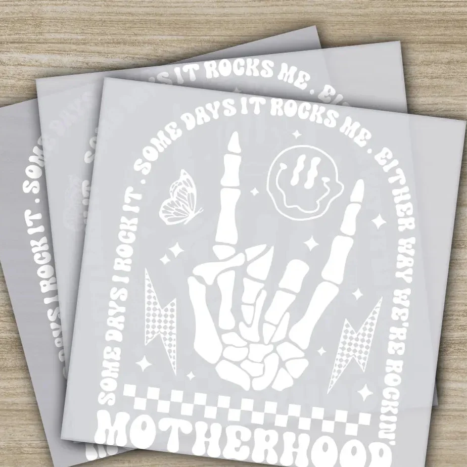 Motherhood, Skeleton Hand, Rocks Me, Ready to Press, Personalized DTF Transfers, Heat Press DTF Transfer