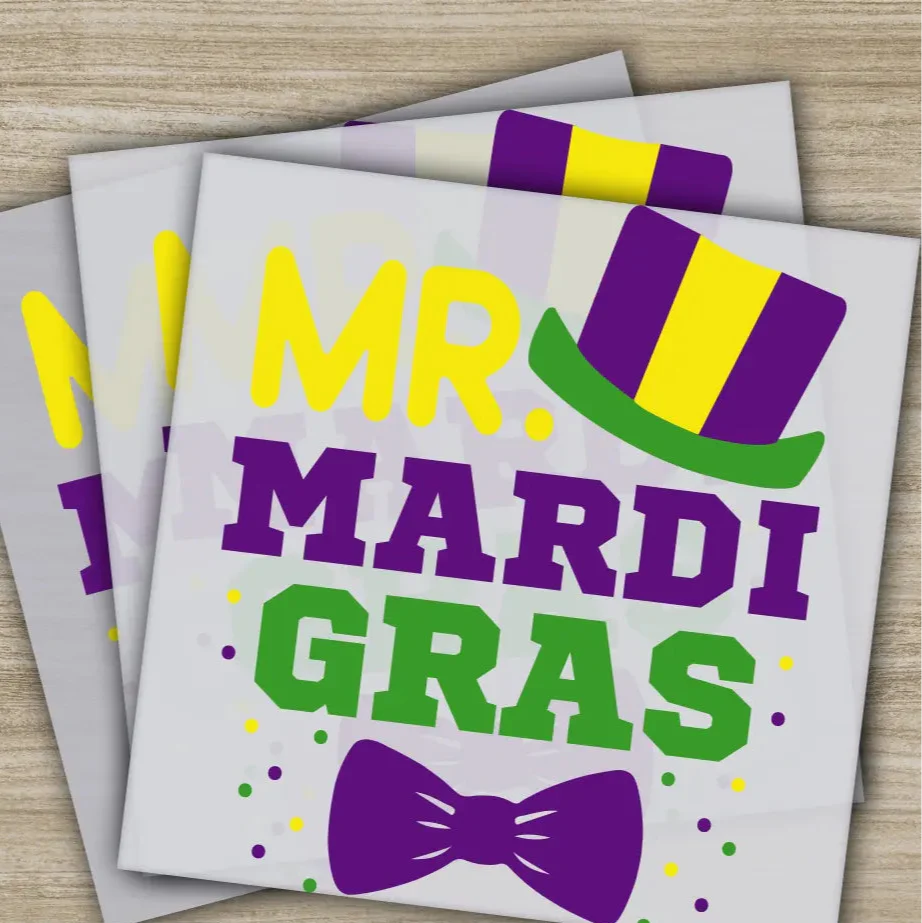 Mr. Mardi Gras, Hat, Mardi Gras Transfer, Ready to Press, Personalized DTF Transfer, Mardi Gras Gifts, High Quality, Heat Press DTF Transfer