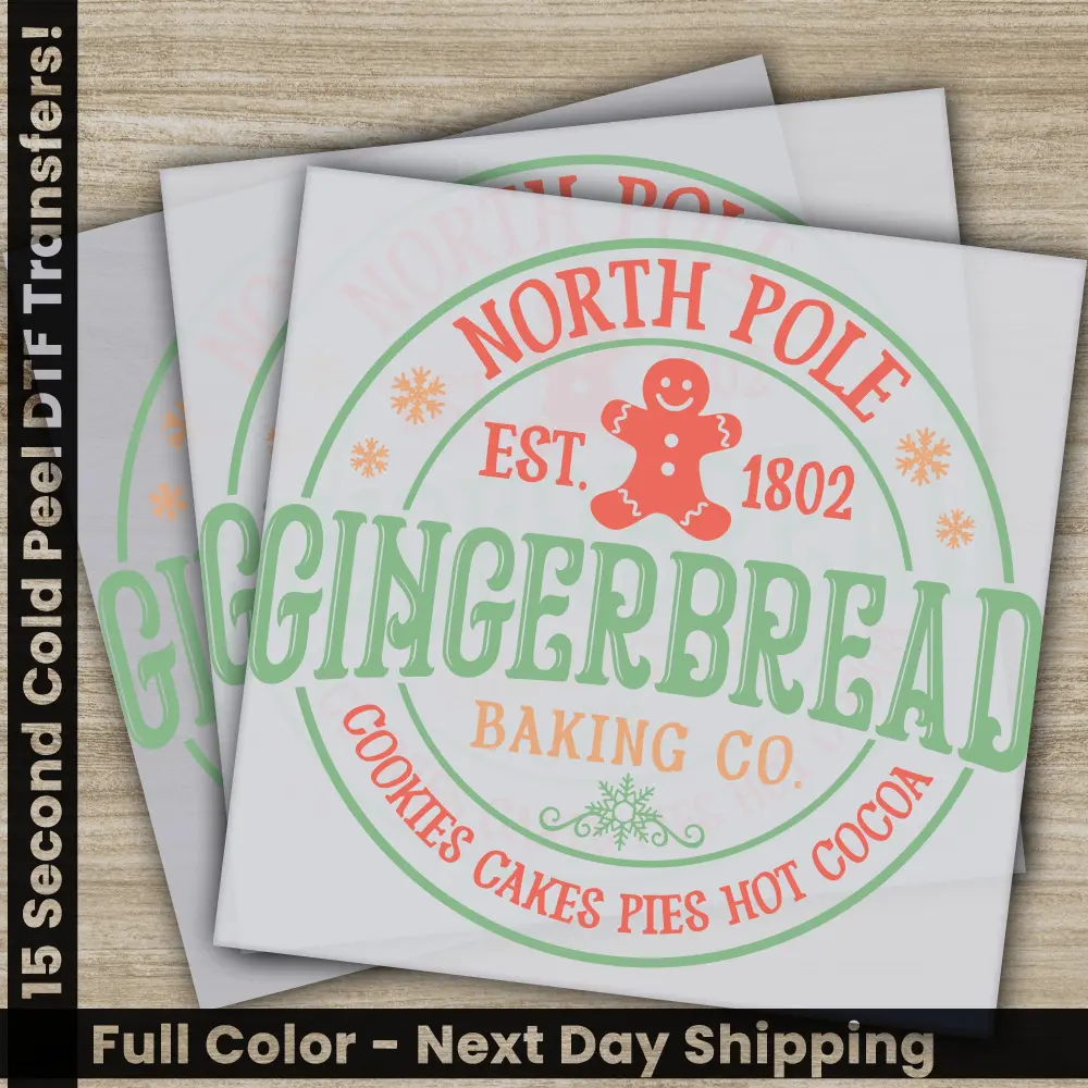 North Pole, Christmas DTF Transfers, Ready to Press, Fast Shipping, Personalized Image Transfers, High Quality, Trendy Holiday Prints