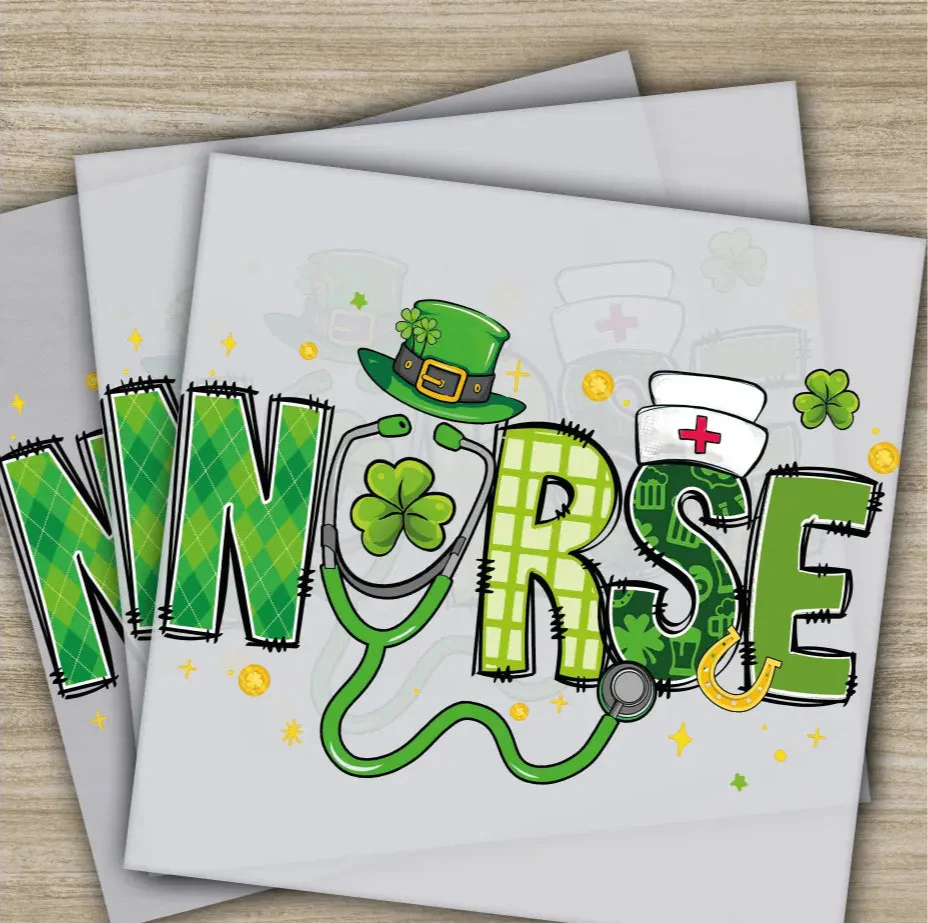 Nurse, Nurse Cap, St. Patrick's Day Transfers, Ready to Press, Personalized DTF Transfers, St. Patrick's Gifts, Heat Press DTF Transfers