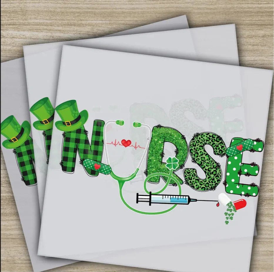 Nurse, Patrick's Hat, St. Patrick's Day Transfers, Ready to Press, Personalized DTF Transfers, St. Patrick's Gifts, Heat Press DTF Transfers