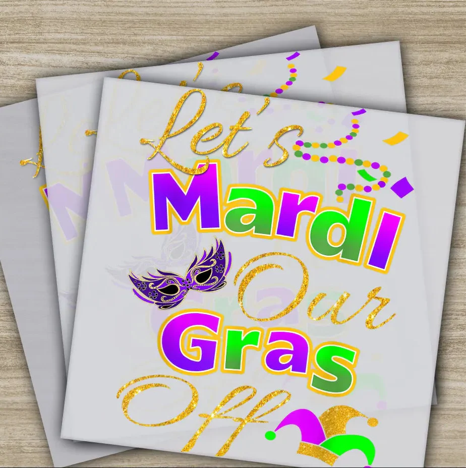 Our Grass Off, Mask, Mardi Gras Transfer, Ready to Press, Personalized DTF Transfers, Mardi Gras Gift, High Quality, Heat Press DTF Transfer