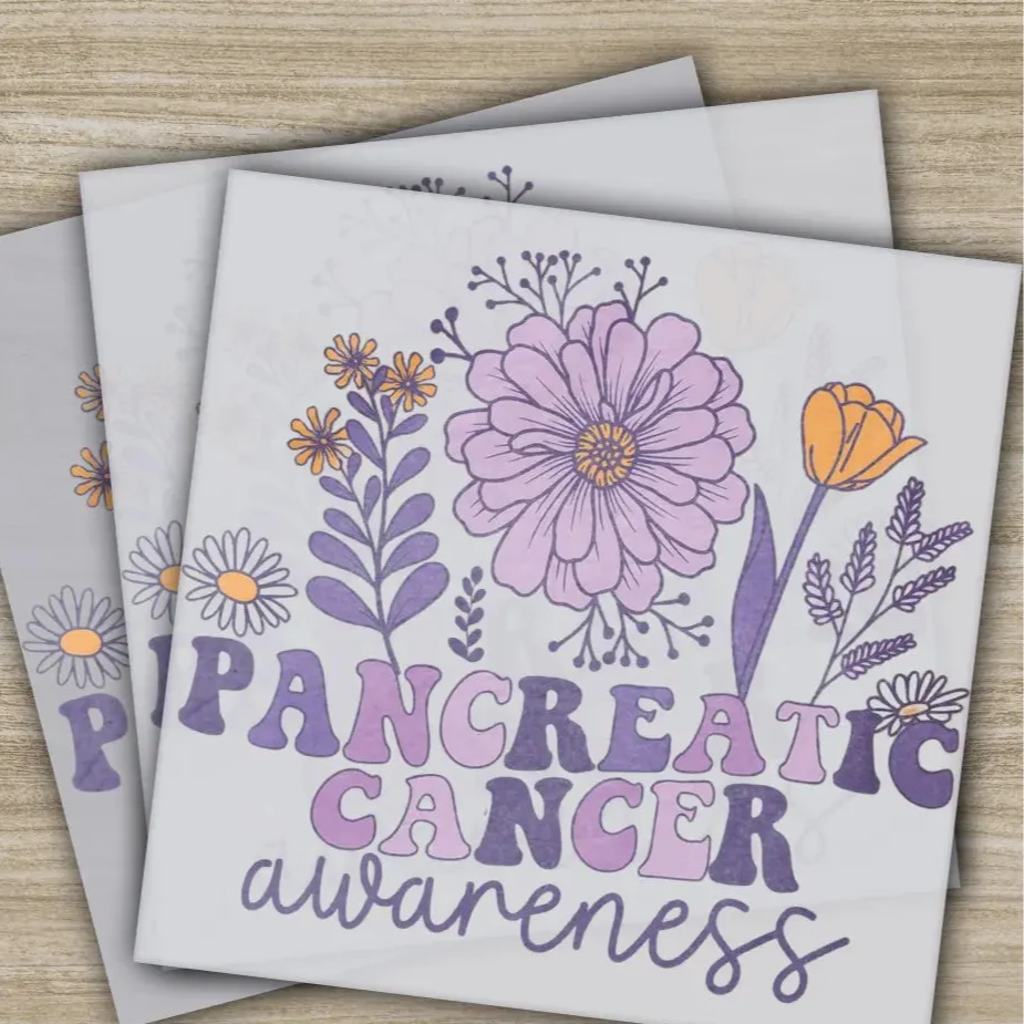 Pancreatic Cancer, Pink Out, Awareness, Bow, Cancer, In October, Ready to Press, Personalized DTF Transfers, Heat Press DTF Transfers