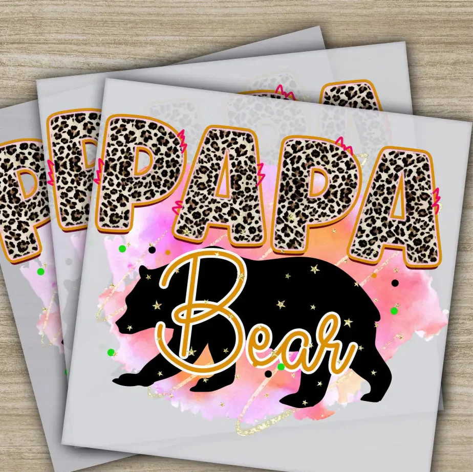 Papa Bear, Fathers Day Transfers, Ready to Press, Personalized DTF Transfers, Father's Day Gifts, Heat Press DTF Transfers