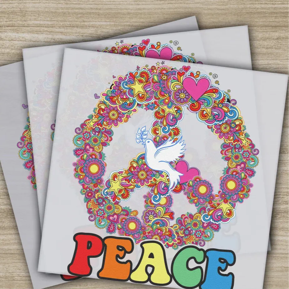 Peace, Colorful, Ready to Press, Personalized DTF Transfers, Heat Press DTF Transfer