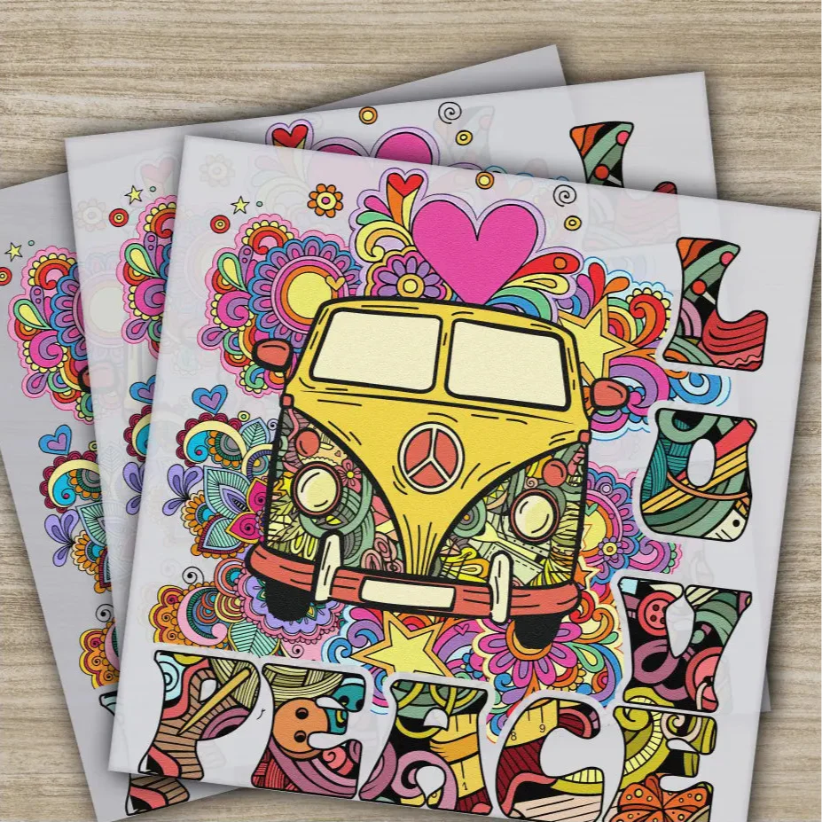 Peace Love, Colorful, Ready to Press, Personalized DTF Transfers, Heat Press DTF Transfer