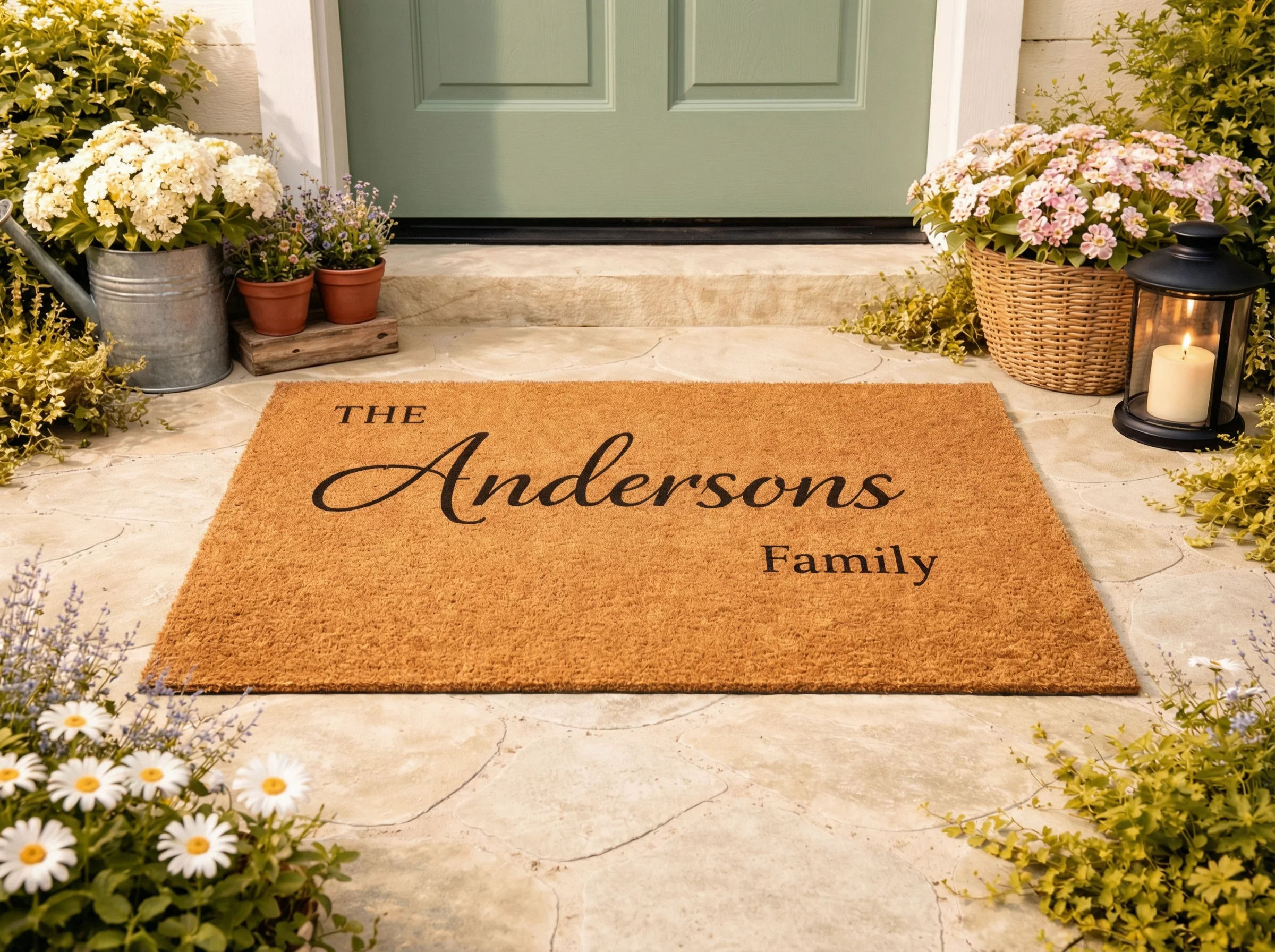 Personalized Family Doormat, Customizable Coir Welcome Mat