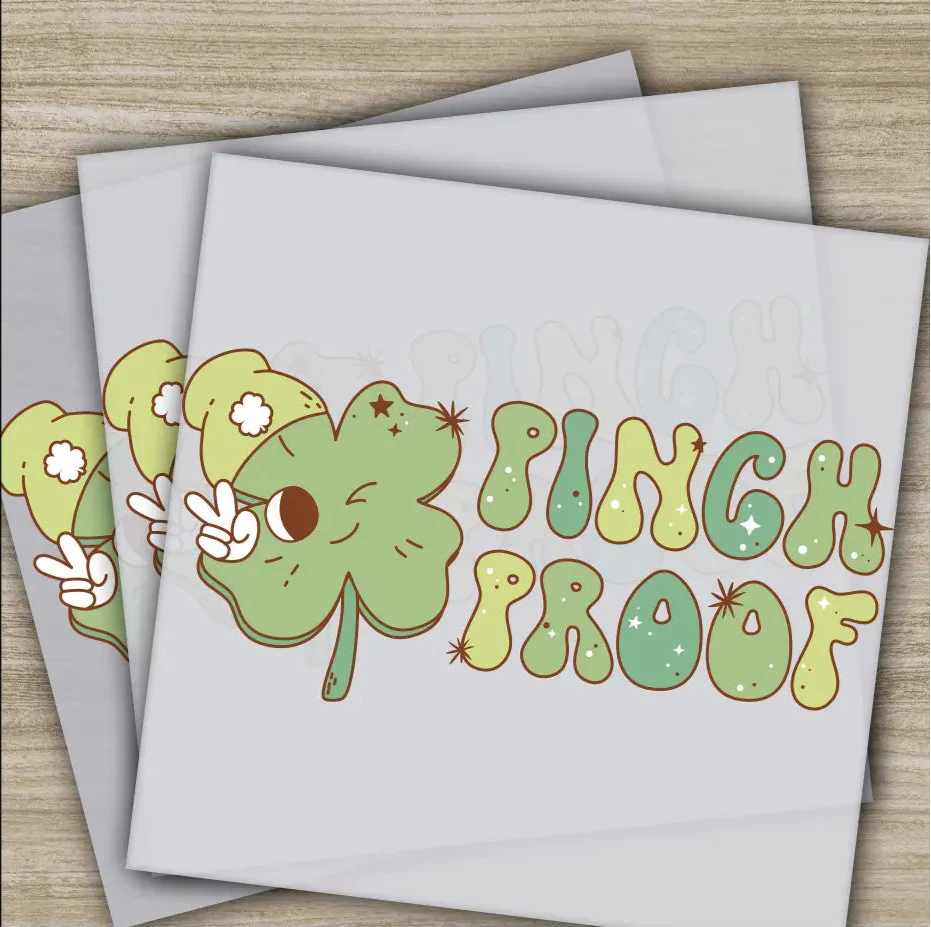 Pinch Proff, Clovers St. Patrick's Day Transfers, Ready to Press, Personalized DTF Transfers, St. Patrick's Gifts, Heat Press DTF Transfers
