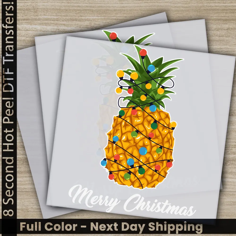 Pineapple, Merry Christmas DTF Transfers, Ready to Press, Personalized Gifts, Direct to Film, Sublimation Screen Prints, Fast Shipping