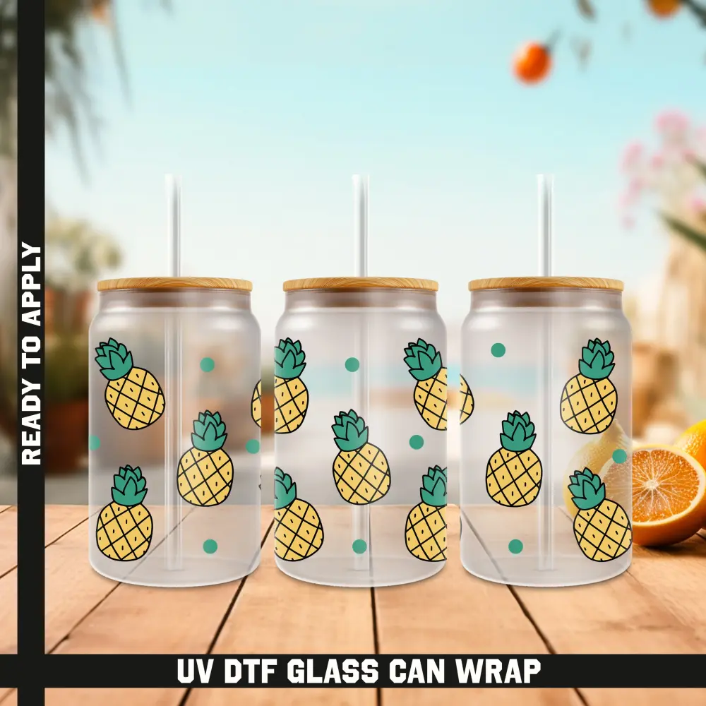 Pineapple Ready To Apply UV DTF, 16oz cup Wrap