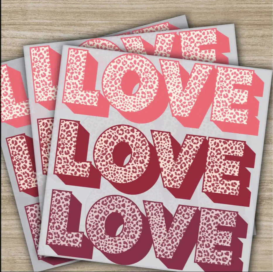 Pink Love, Valentine's Day Transfers, Ready to Press, Personalized DTF Transfers, Valentines Gift, High Quality, Heat Press DTF Transfers