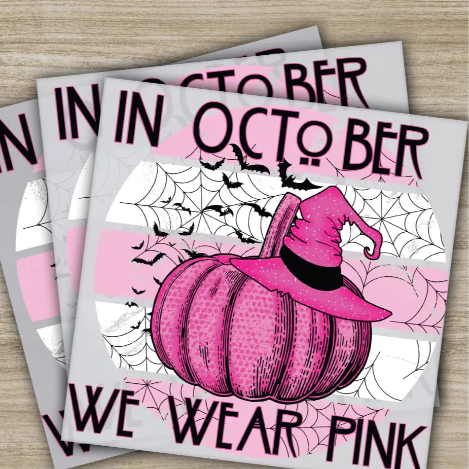Pink Out, Awareness, Bow, Cancer, In October, Ready to Press, Personalized DTF Transfers, Heat Press DTF Transfers